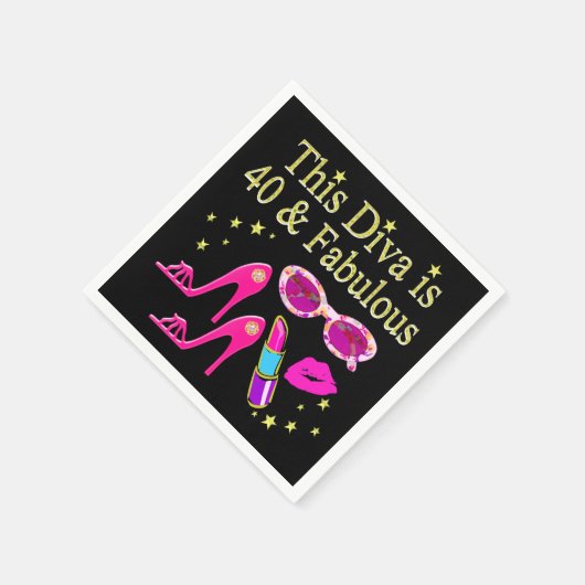 40 JAHRE ALT UND EINE SCHÖNE DIVA SERVIETTE (Ecke)