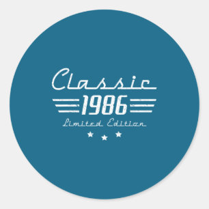 40 Jahre alte Männer Vintage Clic Auto 1986 40. Ge Runder Aufkleber