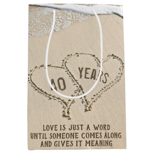 40 Jahre Beach Hearts Medium Geschenktasche Mittlere Geschenktüte (Vorderseite)