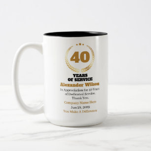 40 Jahre Betriebszugehörigkeit Mitarbeiter Anerken Zweifarbige Tasse