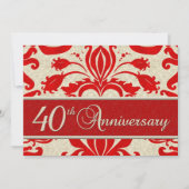 40 Jahre Business Red Damask Einladung (Vorderseite)