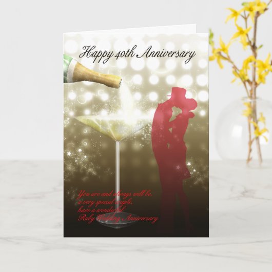 40 Jahre - Champagner Karte (Gelbe Blume)