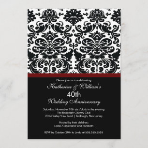 40 Jahre Damask Einladung Merlot Red