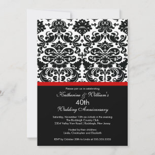 40 Jahre Damask Einladung Rot