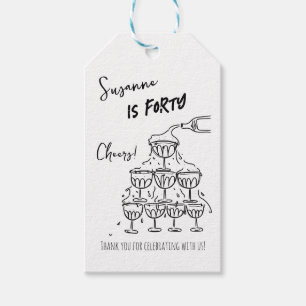 40 Jahre Geburtstag Champagner-Turm funky Geschenkanhänger