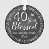 40 Jahre gesegnetes Hochzeitstil Ornament (Rückseite)