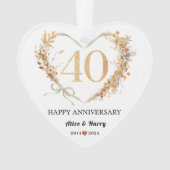 40 Jahre 💕 Heart Shaped Souvenir Keramik Ornament (Vorderseite)