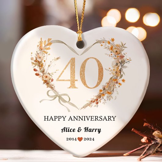 40 Jahre 💕 Heart Shaped Souvenir Keramik Ornament