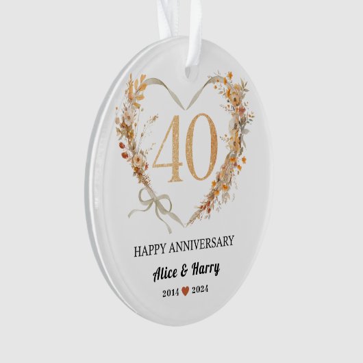 40 Jahre 💕 Heart Shaped Souvenir Keramik Ornament (Vorderseite)