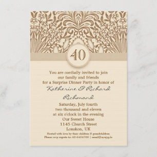 40 Jahre Hochzeit Jubiläum vintage braune Einladun Einladung