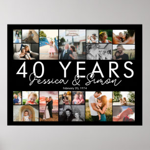40 Jahre Hochzeitstag Foto Collage bearbeitbar Poster