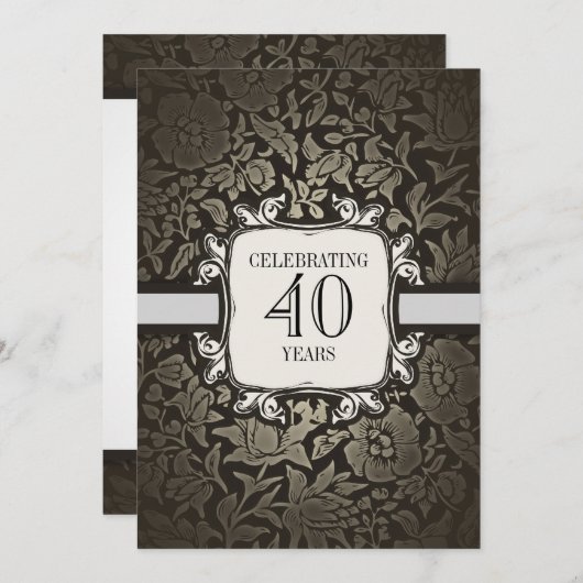 40 Jahre Hochzeitstag Party Einladungen (Vorne/Hinten)