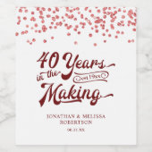 40 JAHRE IM MAKING Confetti Weinetikett (Einzelnes Label)