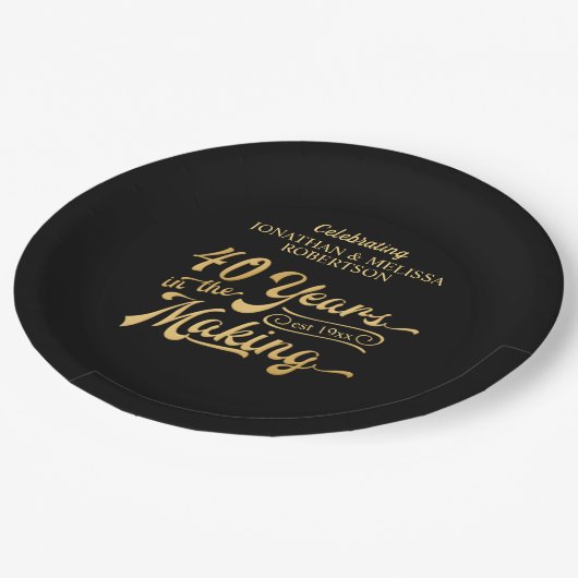 40 JAHRE IM MAKING Retro Pappteller (Schrägansicht)