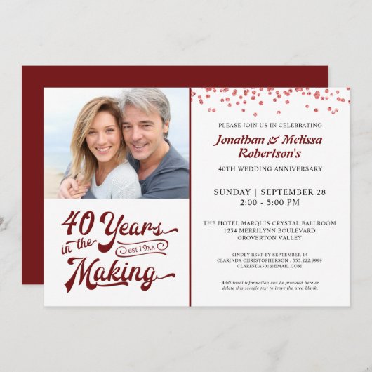 40 JAHRE IM MAKING Ruby Einladung (Vorne/Hinten)