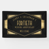 40 Jahre Jubiläum: Art Deco Gold Schwarz Banner (Horizontal)
