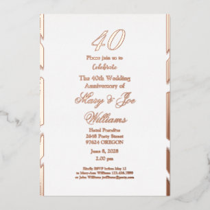 40 Jahre Jubiläum Geburtstag 40. Hochzeit Folieneinladung