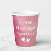 40 Jahre Jubiläum Wasserfarbe Ruby Hochzeit Pappbecher (Rückseite)