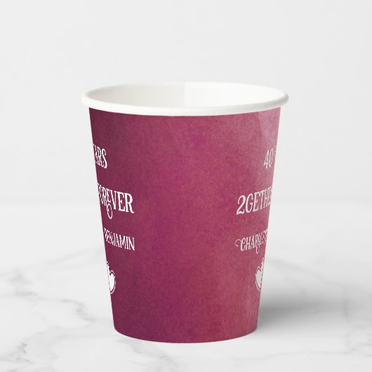 40 Jahre Jubiläum Wasserfarbe Ruby Hochzeit Pappbecher (Links)