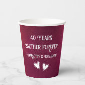40 Jahre Jubiläum Wasserfarbe Ruby Hochzeit Pappbecher (Vorderseite)