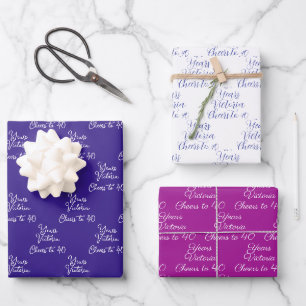 40 Jahre Lila Magenta 40. Geburtstag Geschenkpapier Set