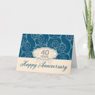 40 Jahre Mitarbeiterjubiläum - Blue Wirbel Karte