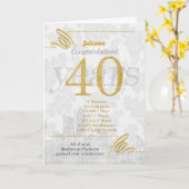 40 Jahre Mitarbeiterjubiläum Business Elegance Karte (Gelbe Blume)