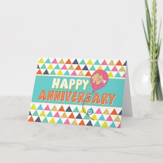 40 Jahre Mitarbeiterjubiläum - farbenfrohe Muster Karte (Vorderseite)