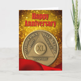 40 Jahre OM Coin Glitzer glücklich Jubiläum Karte