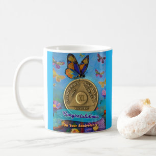 40 Jahre OM Coin Herzlichen Glückwunsch Schmetterl Kaffeetasse