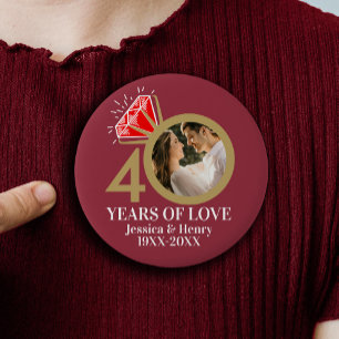 40 Jahre Rubin-Hochzeitstag-Ring-Foto Button