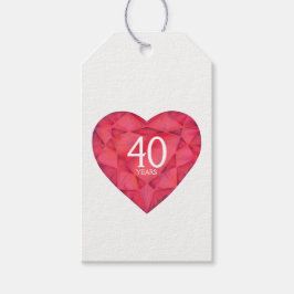 40 Jahre ruby Juwel Herz Aquarellkunst Geschenk Ta Geschenkanhänger