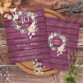 40 Jahre Ruby Rustic Wood Floral Einladung