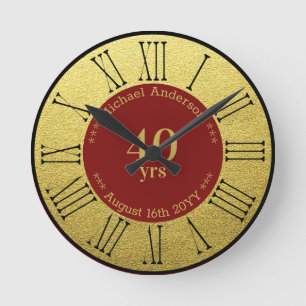 40 Jahre Ruhestand oder Jahrestag Personalisiert Runde Wanduhr