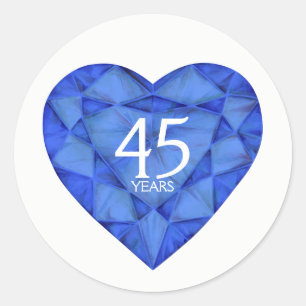 40 Jahre Saphirherz-Aquarellkunst-Aufkleber Runder Aufkleber