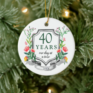 40 Jahre Sobriety Jubiläum Personalisiert nüchtern Keramik Ornament