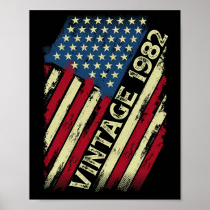 40 Jahre Vintag 1982 USA Flag 40. Geburtstag Poster