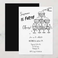 40 JahreFs Geburtstag Champagner-Turm funky