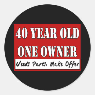 40 Jährige, ein Inhaber - die Bedarfs-Teile, Runder Aufkleber