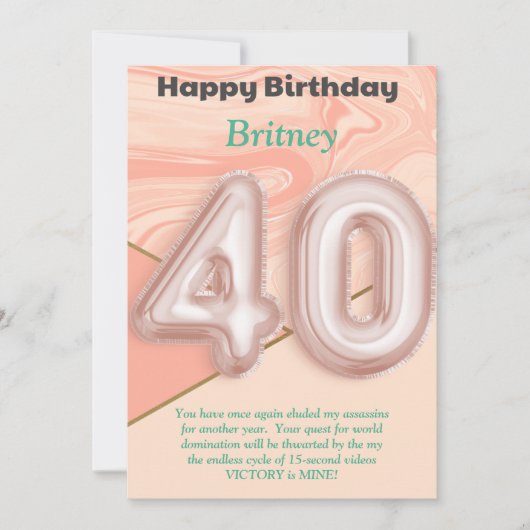 40-jährige Mädchen Happy Birthday Card (Vorderseite)