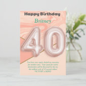 40-jährige Mädchen Happy Birthday Card (Stehend Vorderseite)