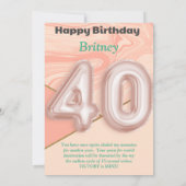 40-jährige Mädchen Happy Birthday Card (Rückseite)