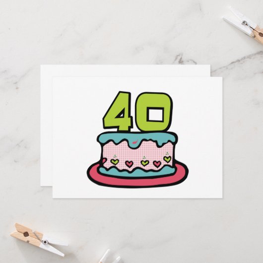 40-jähriger Geburtstagskuchen Karte (Vorderseite/Rückseite Beispiel)
