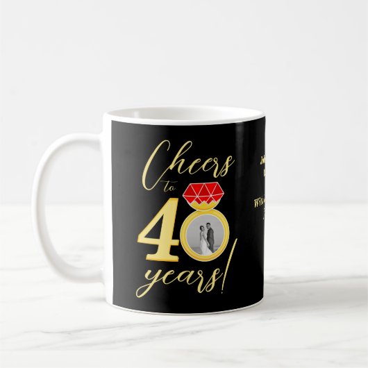 40-jähriges Doppel-Hochzeitfoto-Template Kaffeetasse (Links)
