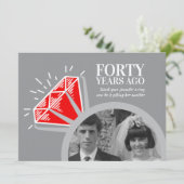 40-jähriges Jubiläum Party roten Ruby Ring Foto Gr Einladung (Stehend Vorderseite)