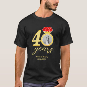 40. Jubiläum 40 Jahre Hochzeitsfest Foto T-Shirt