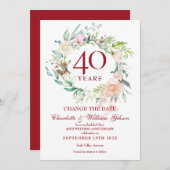 40. Jubiläum Ändern Sie das Datum Rose Garland Einladung (Vorne/Hinten)