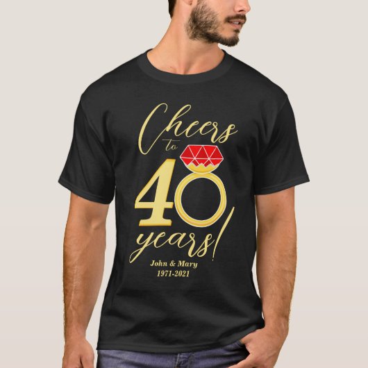 40. Jubiläum bejubelt bis 40 Jahre Ruby-Hochzeit T-Shirt (Vorderseite)