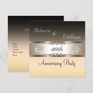 40. Jubiläum Elegante Creme-Beige Einladung