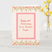 40. Jubiläum in Peach mit Blume Borders Karte (Gelbe Blume)